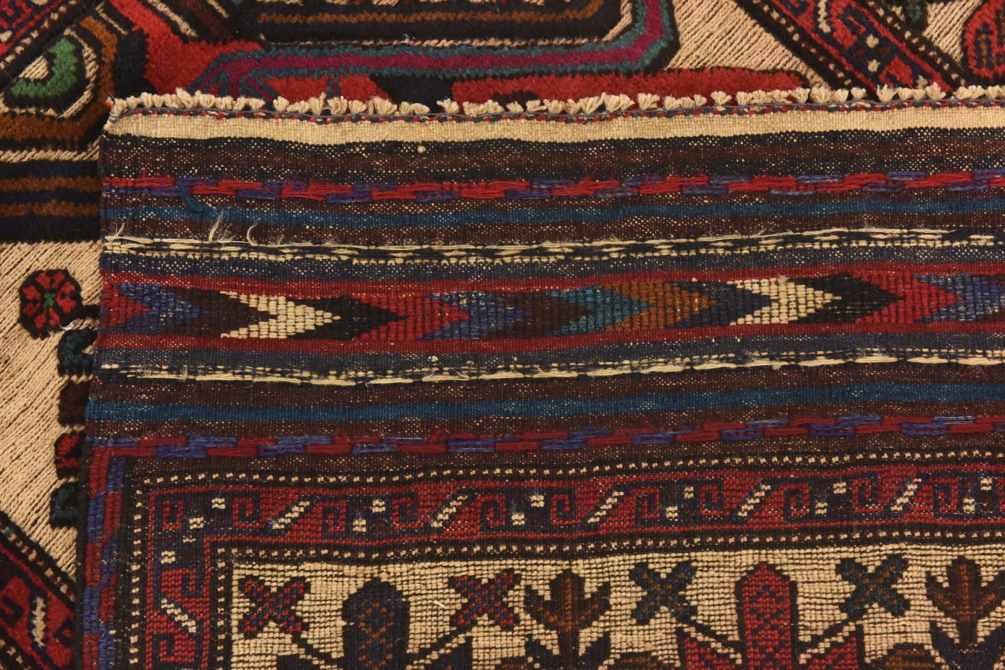 4' 2 x 6' 3 Hand Knotted Sumak Wool Rug