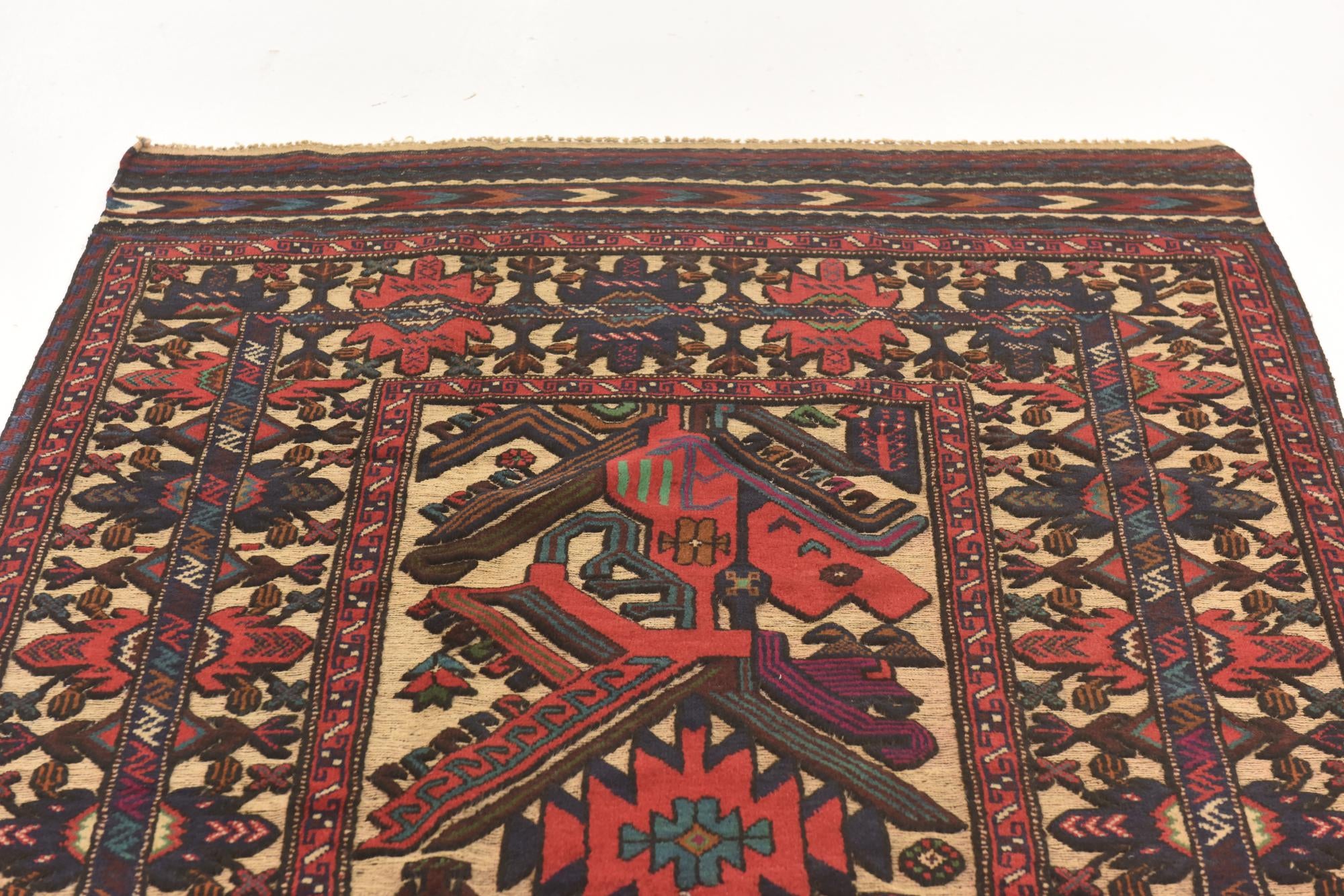 4' 2 x 6' 3 Hand Knotted Sumak Wool Rug