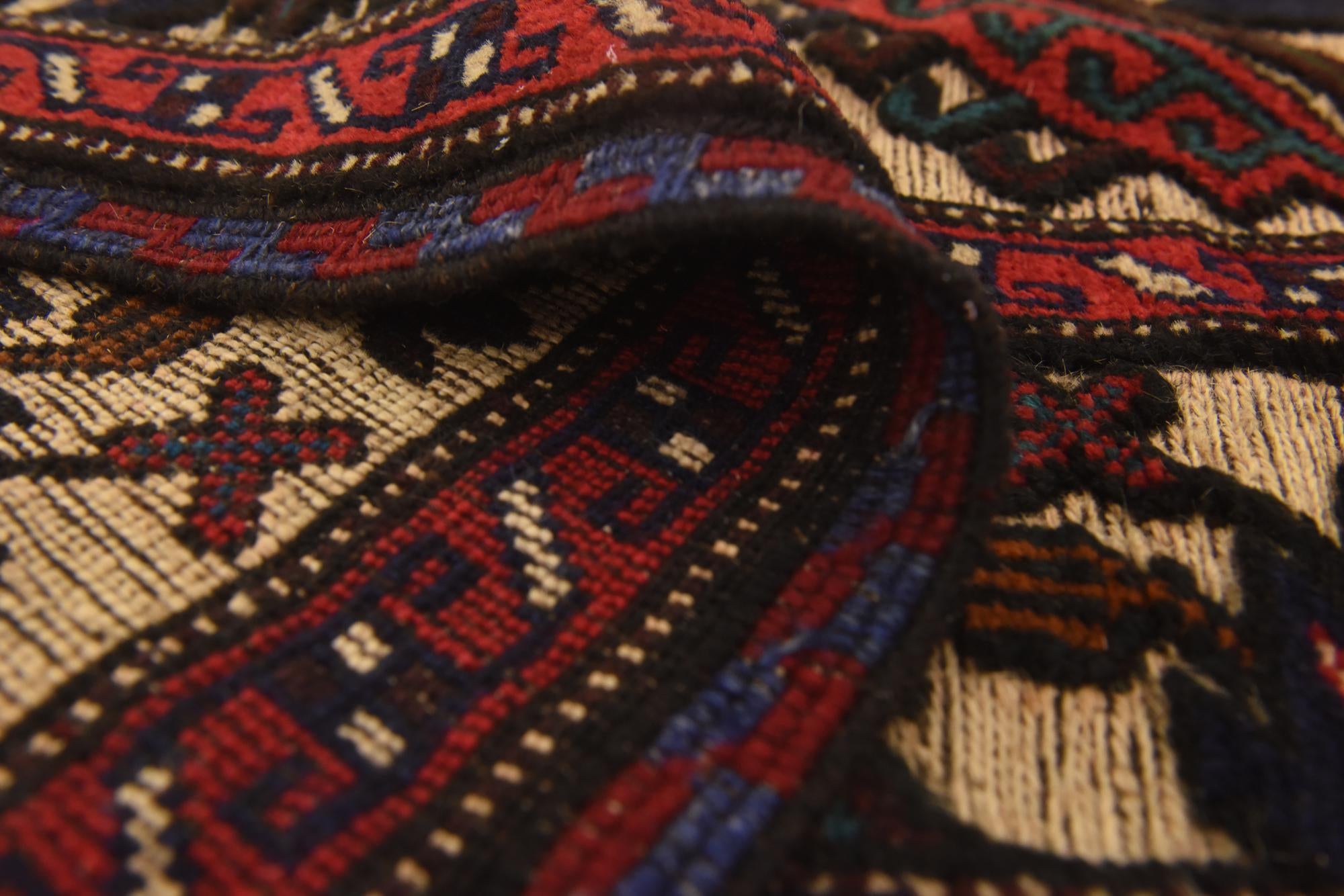 4' 2 x 6' 3 Hand Knotted Sumak Wool Rug