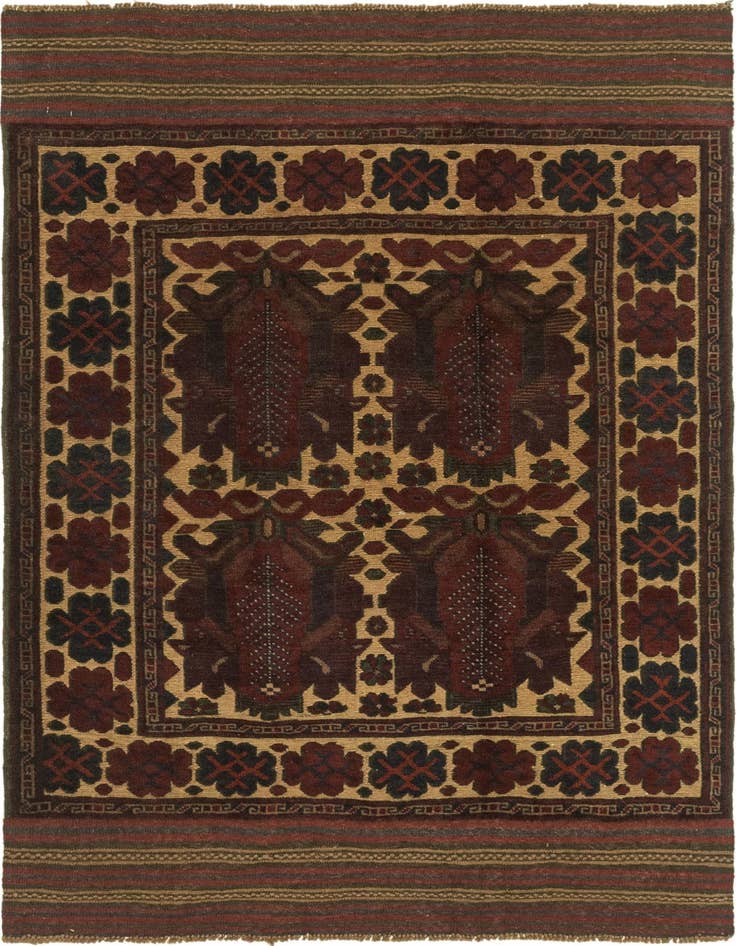 Detail image of 4' 4 x 6' 2 Hand Knotted Sumak Wool Rug