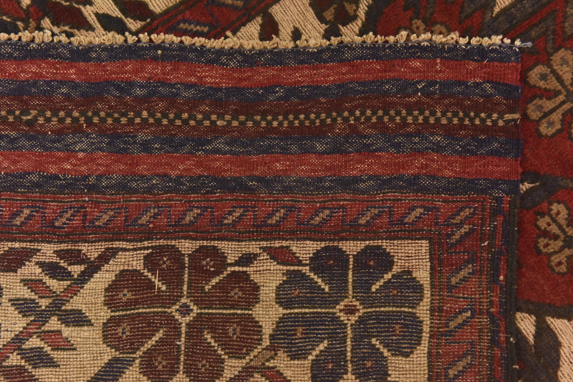 3' 8 x 6' 1 Hand Knotted Sumak Wool Rug