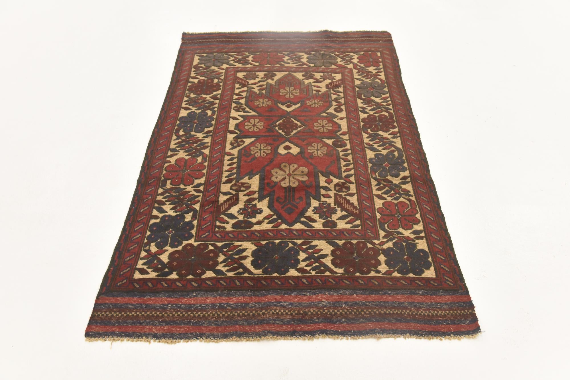 3' 8 x 6' 1 Hand Knotted Sumak Wool Rug