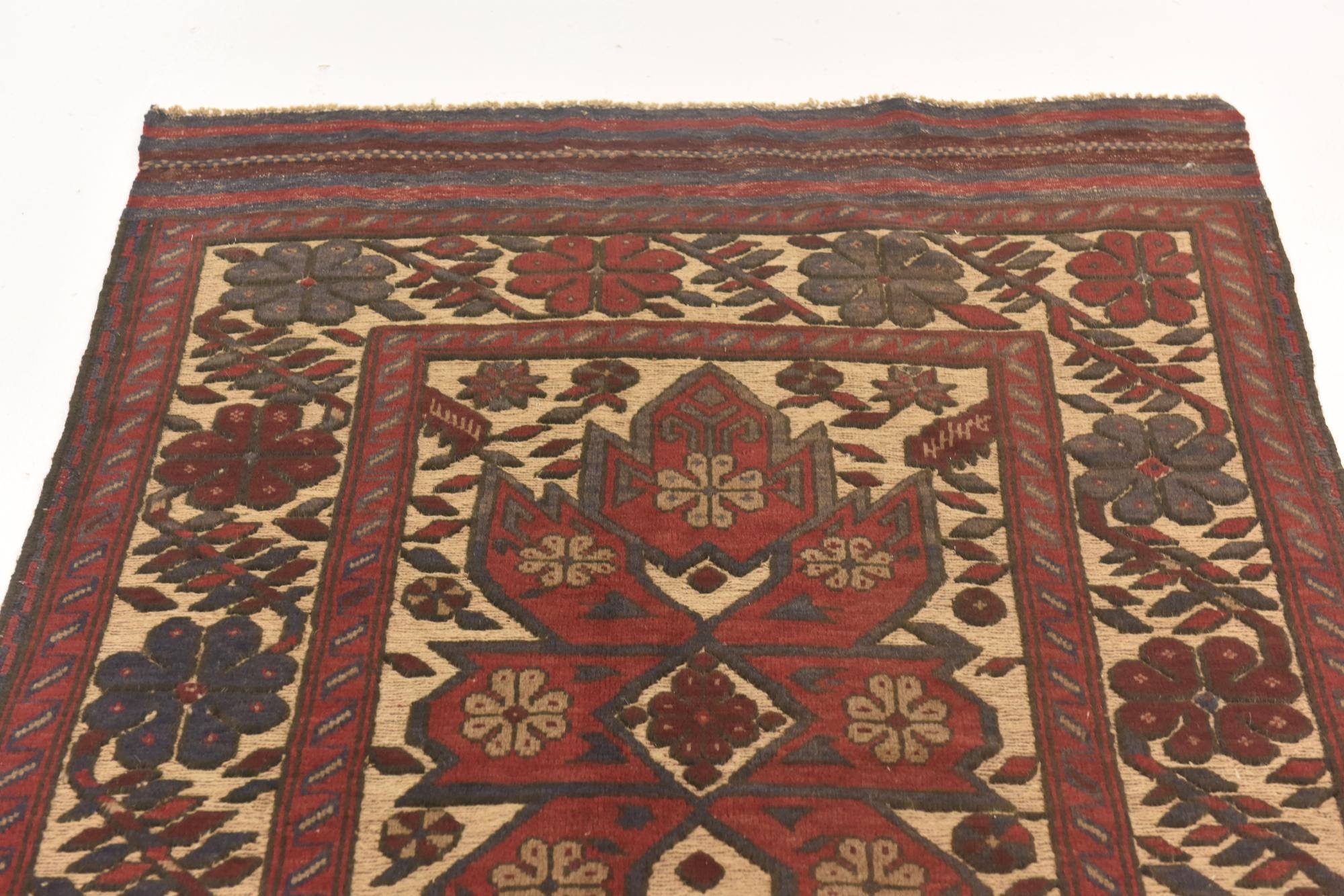 3' 8 x 6' 1 Hand Knotted Sumak Wool Rug
