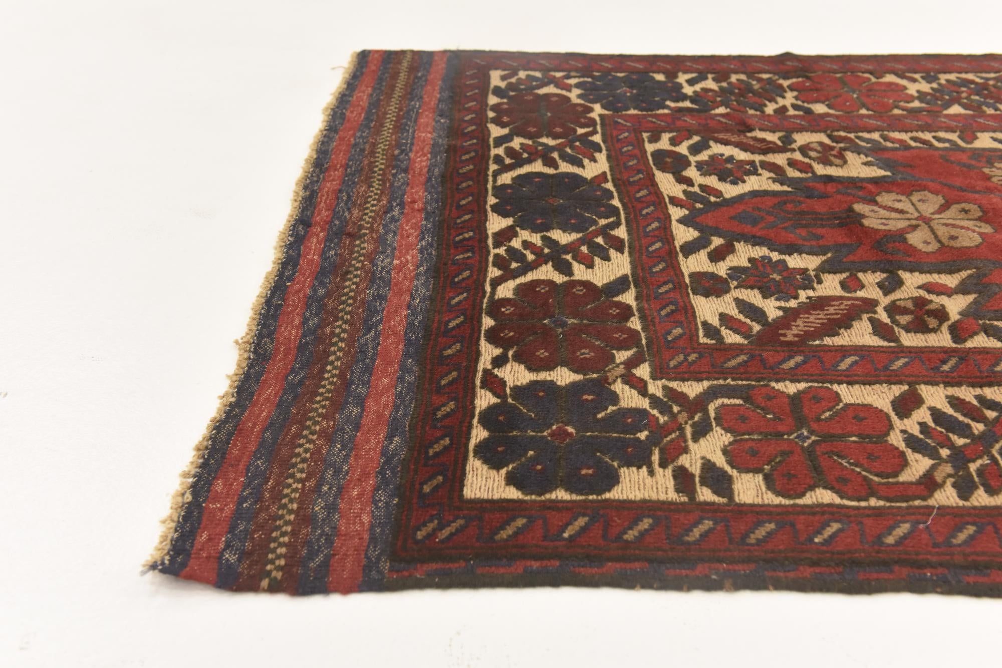 3' 8 x 6' 1 Hand Knotted Sumak Wool Rug