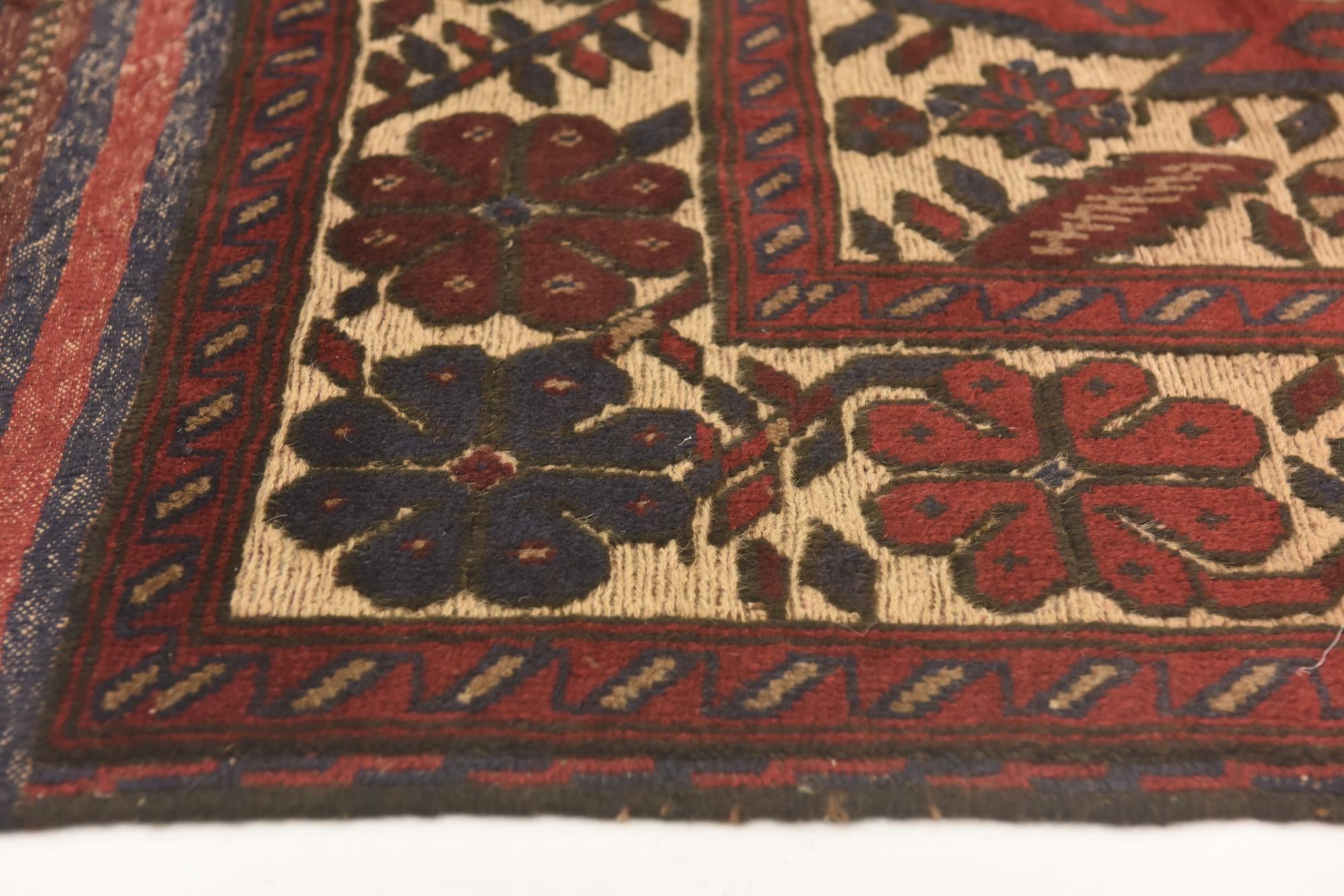 3' 8 x 6' 1 Hand Knotted Sumak Wool Rug