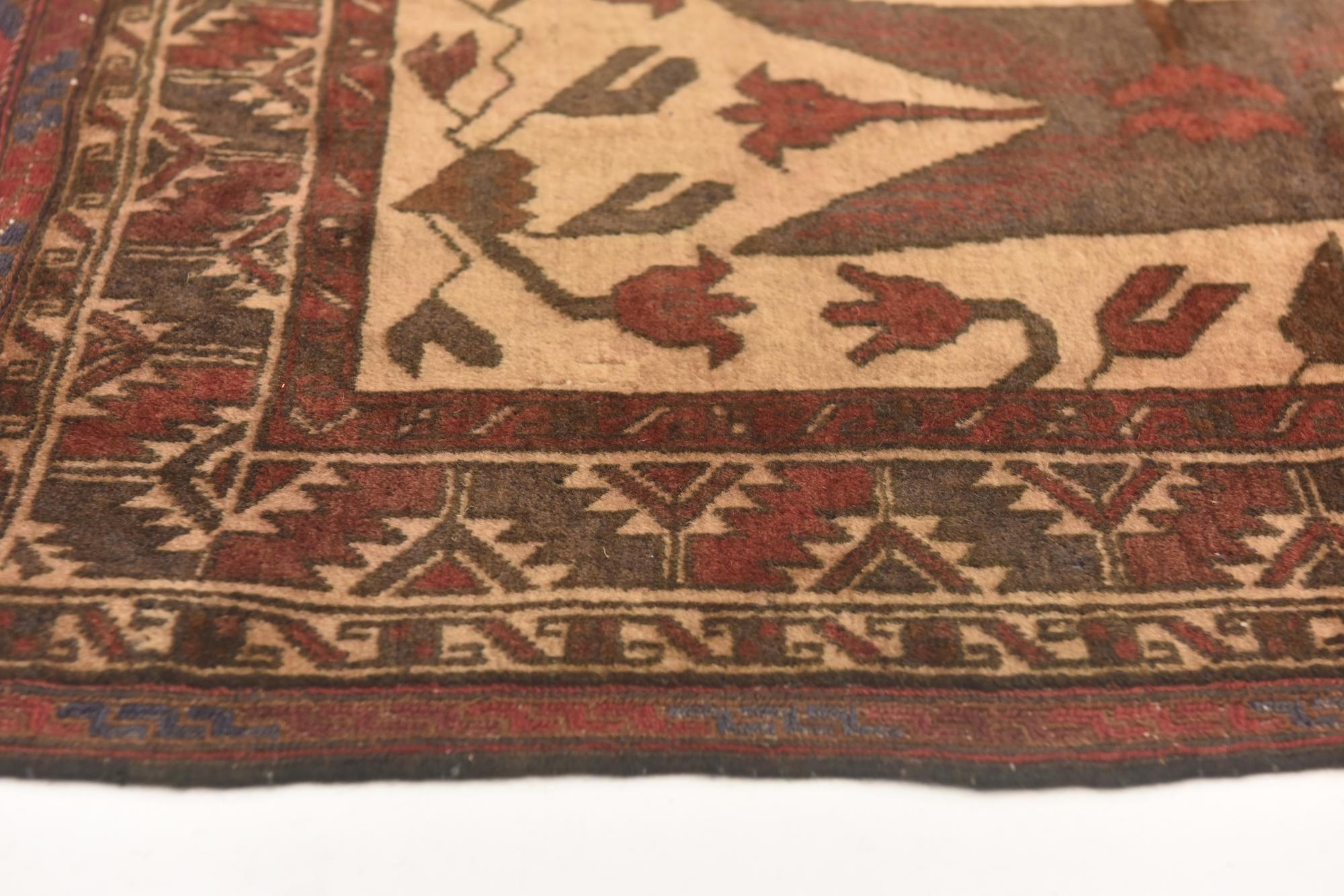 4' 5 x 6' Hand Knotted Sumak Wool Rug