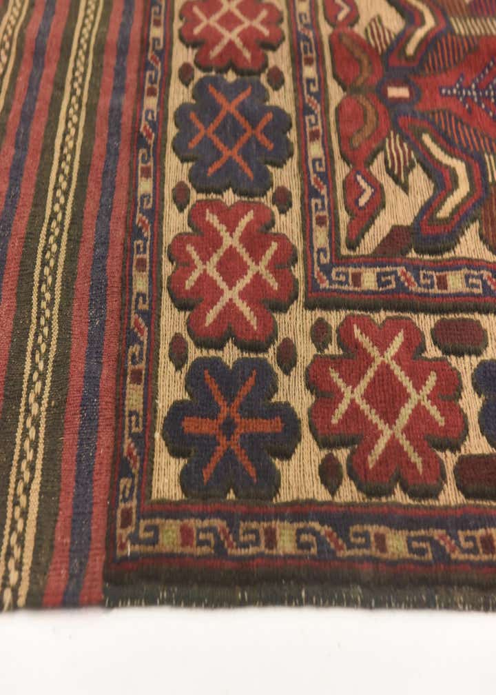 4' 2 x 6' 5 Hand Knotted Sumak Wool Rug