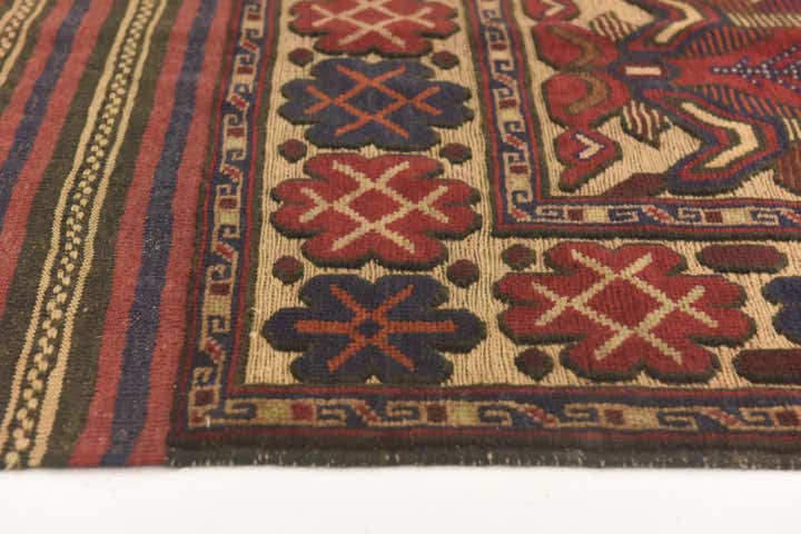 4' 2 x 6' 5 Hand Knotted Sumak Wool Rug