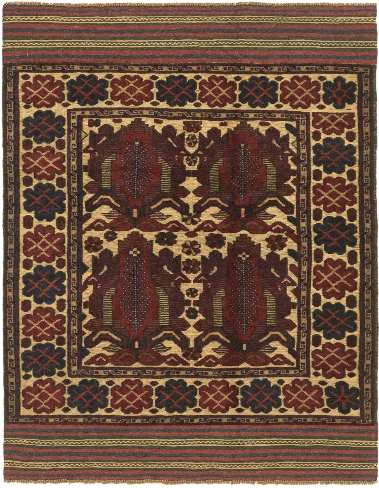 4' 2 x 6' 5 Hand Knotted Sumak Wool Rug