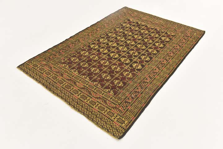 4' 2 x 6' 5 Hand Knotted Sumak Wool Rug