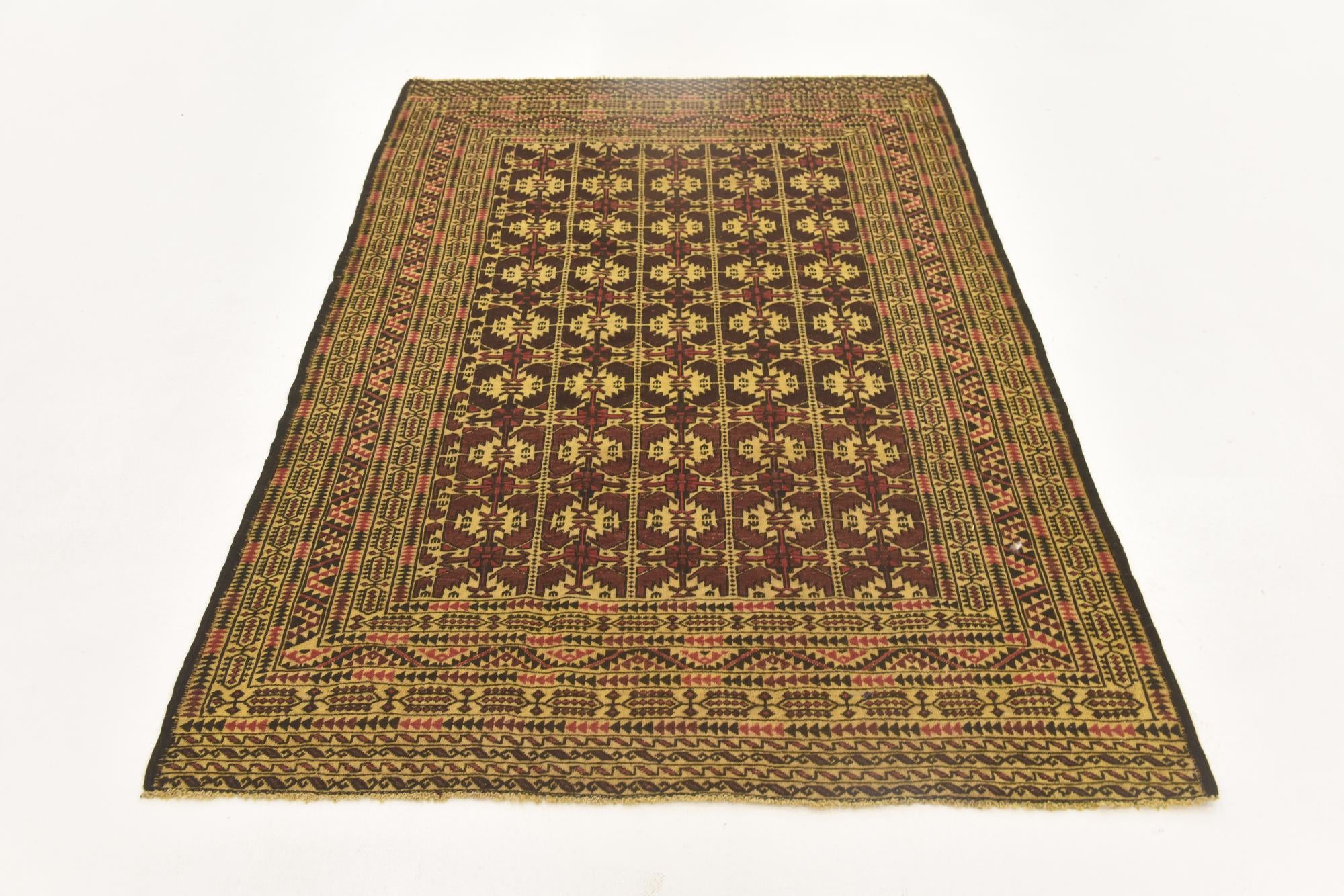 4' 2 x 6' 5 Hand Knotted Sumak Wool Rug