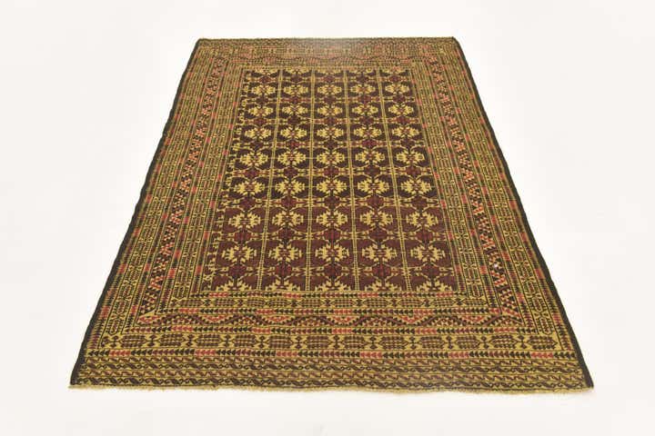 4' 2 x 6' 5 Hand Knotted Sumak Wool Rug