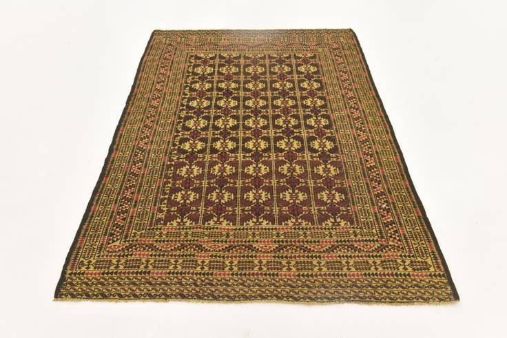 Detail image of 4' 2 x 6' 5 Hand Knotted Sumak Wool Rug