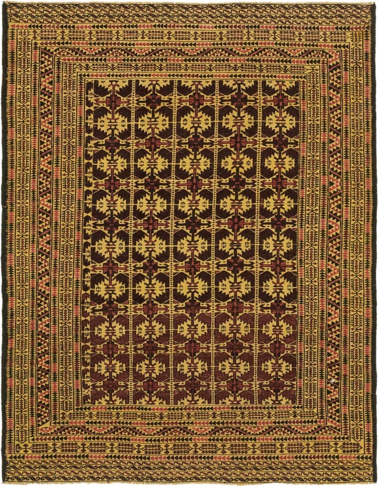 Detail image of 4' 2 x 6' 5 Hand Knotted Sumak Wool Rug