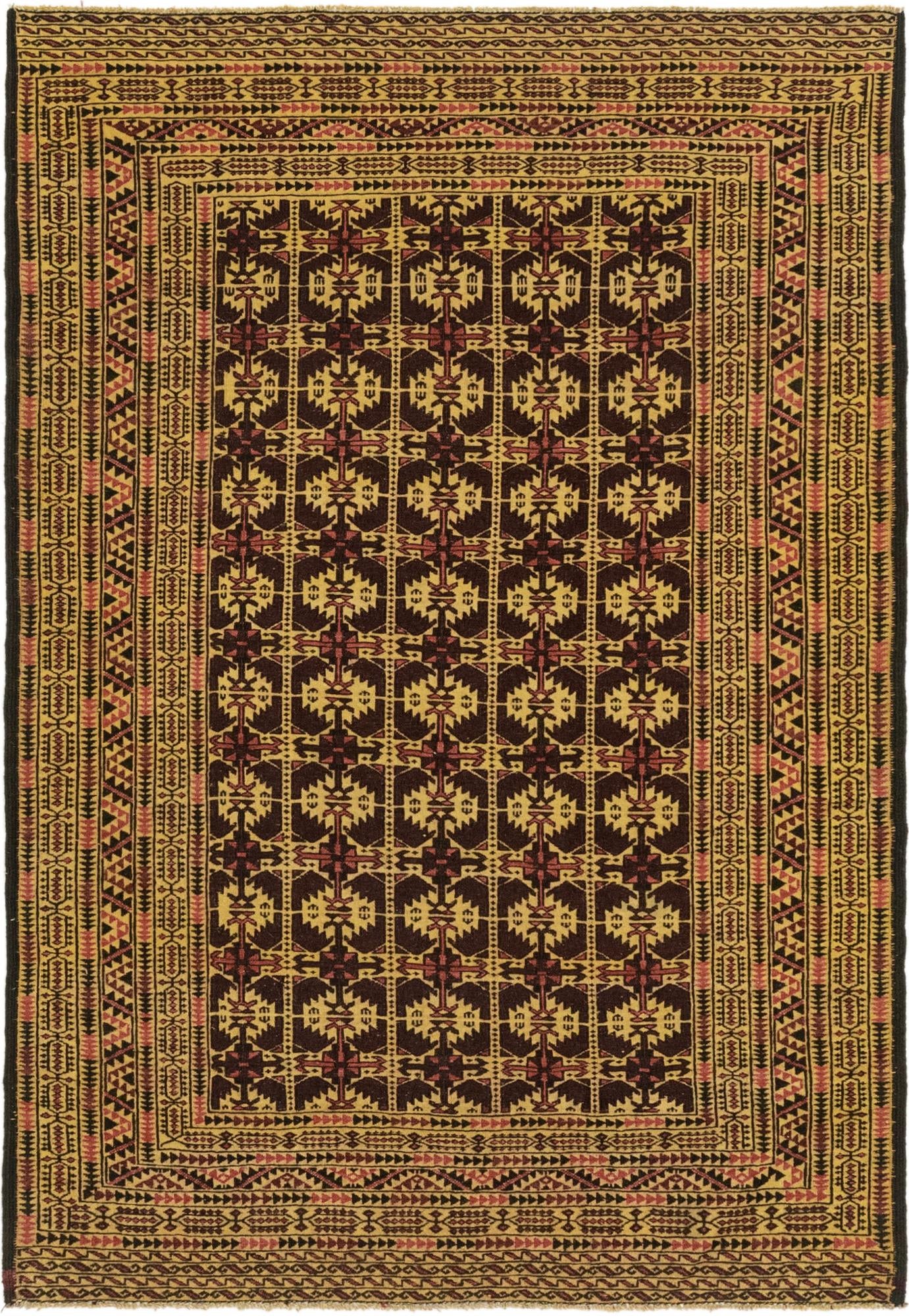 4' 3 x 6' 5 Hand Knotted Sumak Wool Rug