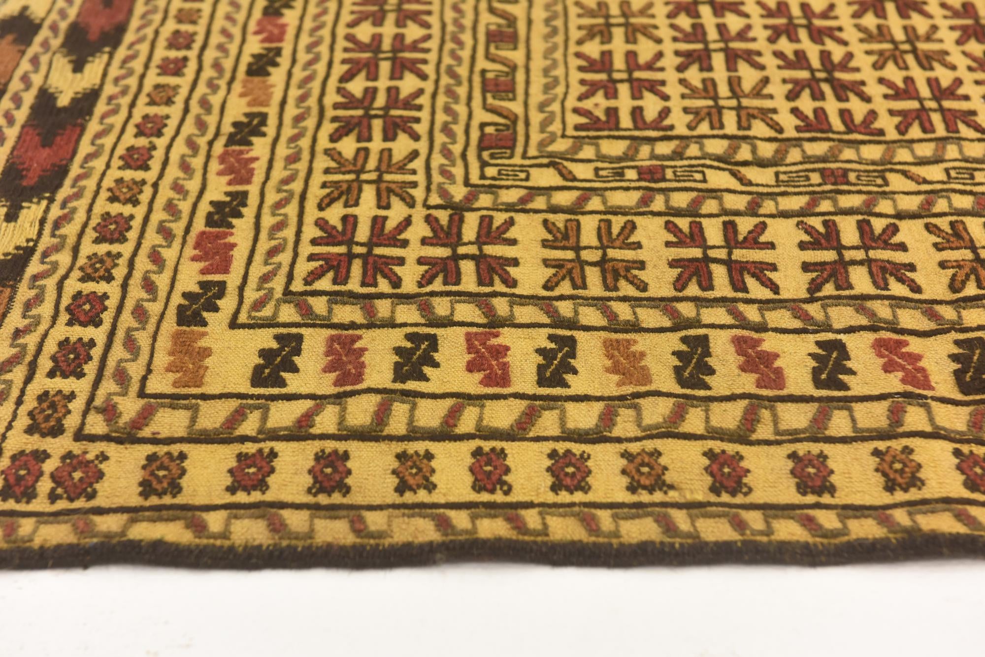 4' x 6' 3 Hand Knotted Sumak Wool Rug