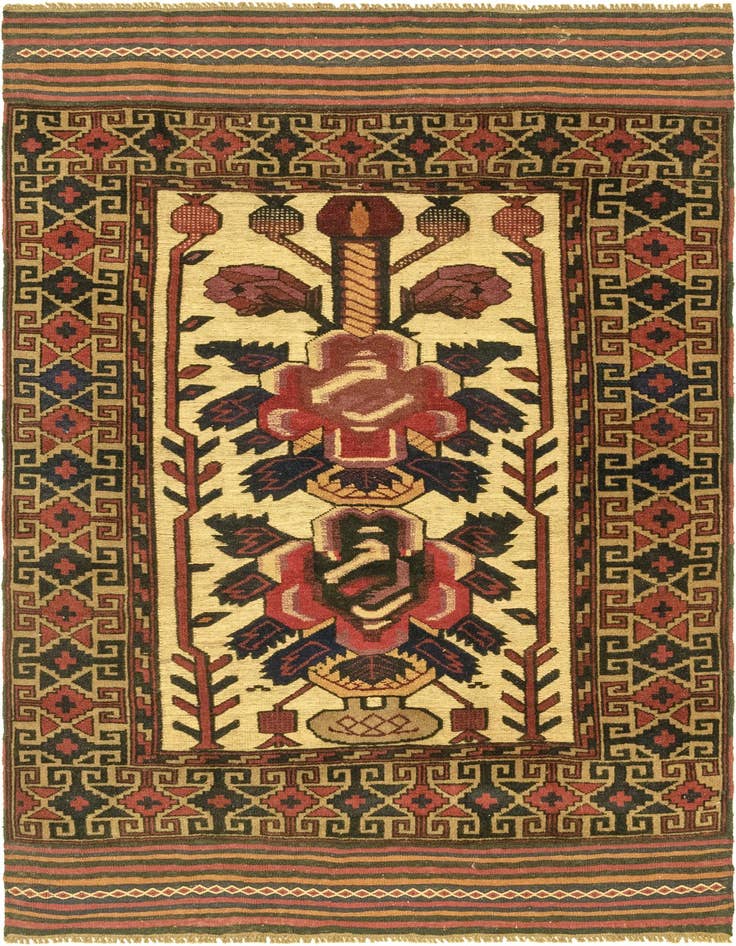 Detail image of 4' x 6' 7 Hand Knotted Sumak Wool Rug