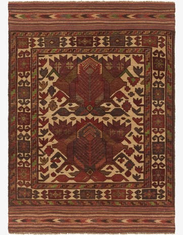 4' 1 x 5' 9 Hand Knotted Sumak Wool Rug
