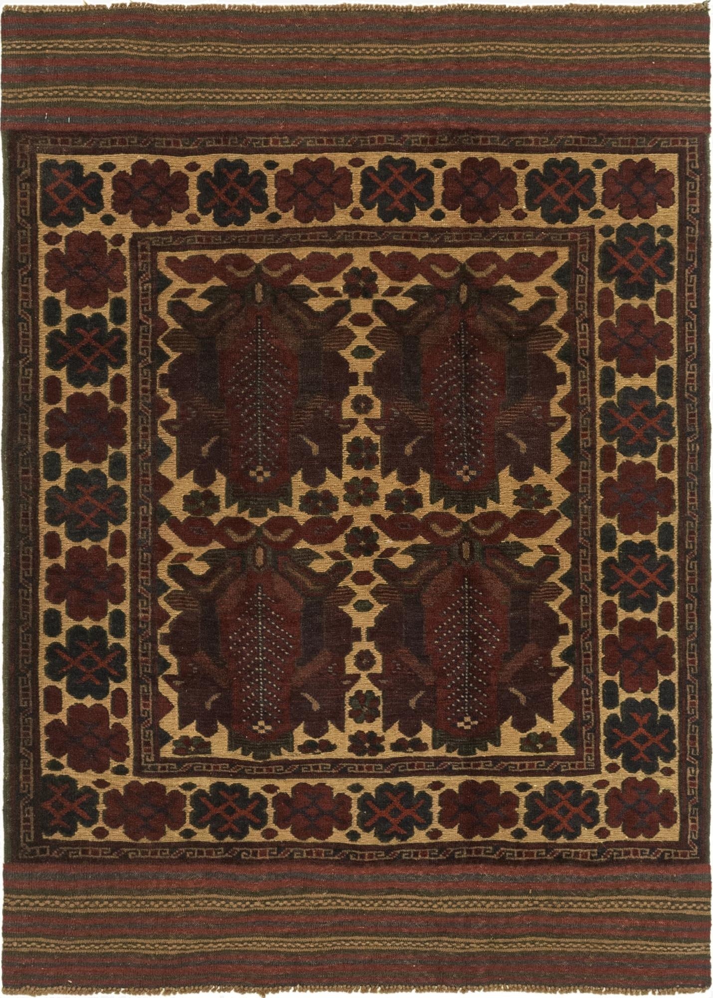 4' 4 x 6' 2  Hand Knotted Sumak Wool Rug