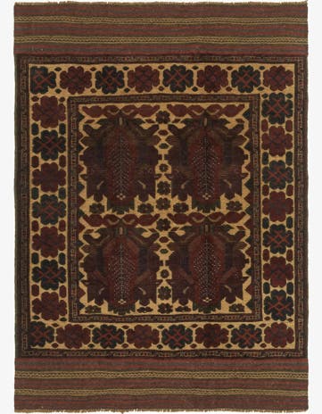 4' 4 x 6' 2 Hand Knotted Sumak Wool Rug
