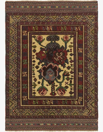 4' 2 x 6' Hand Knotted Sumak Wool Rug