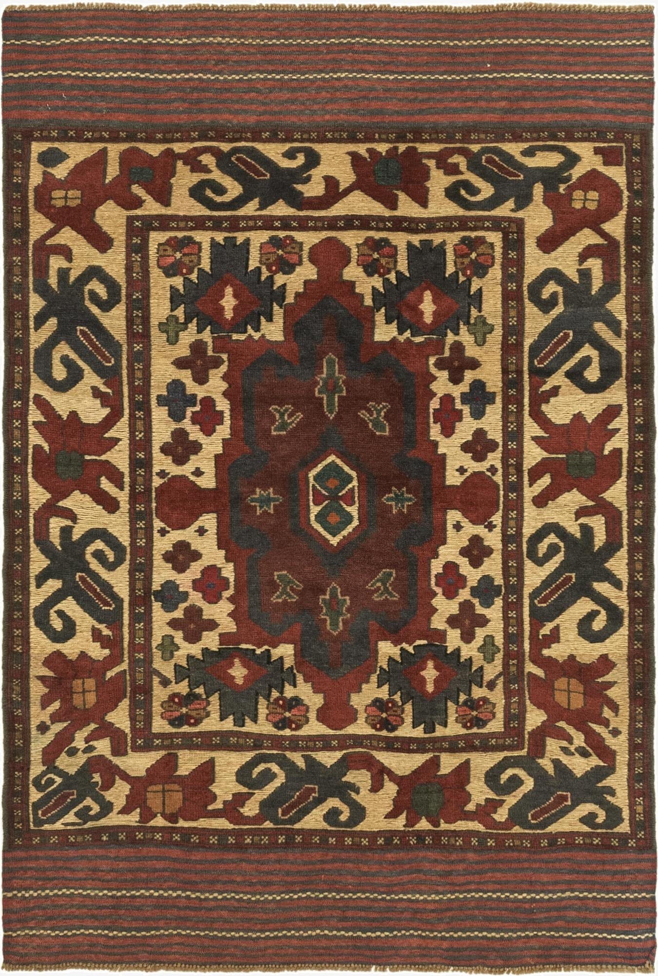 3' 10 x 6'  Hand Knotted Sumak Wool Rug