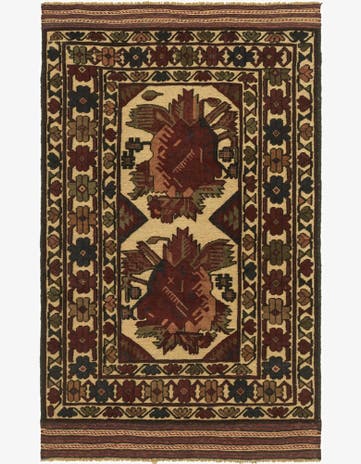 3' 9 x 6' 4 Hand Knotted Sumak Wool Rug