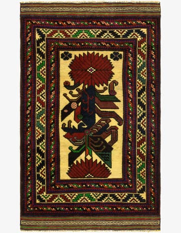 2' 10 x 4' 9 Hand Knotted Sumak Wool Rug