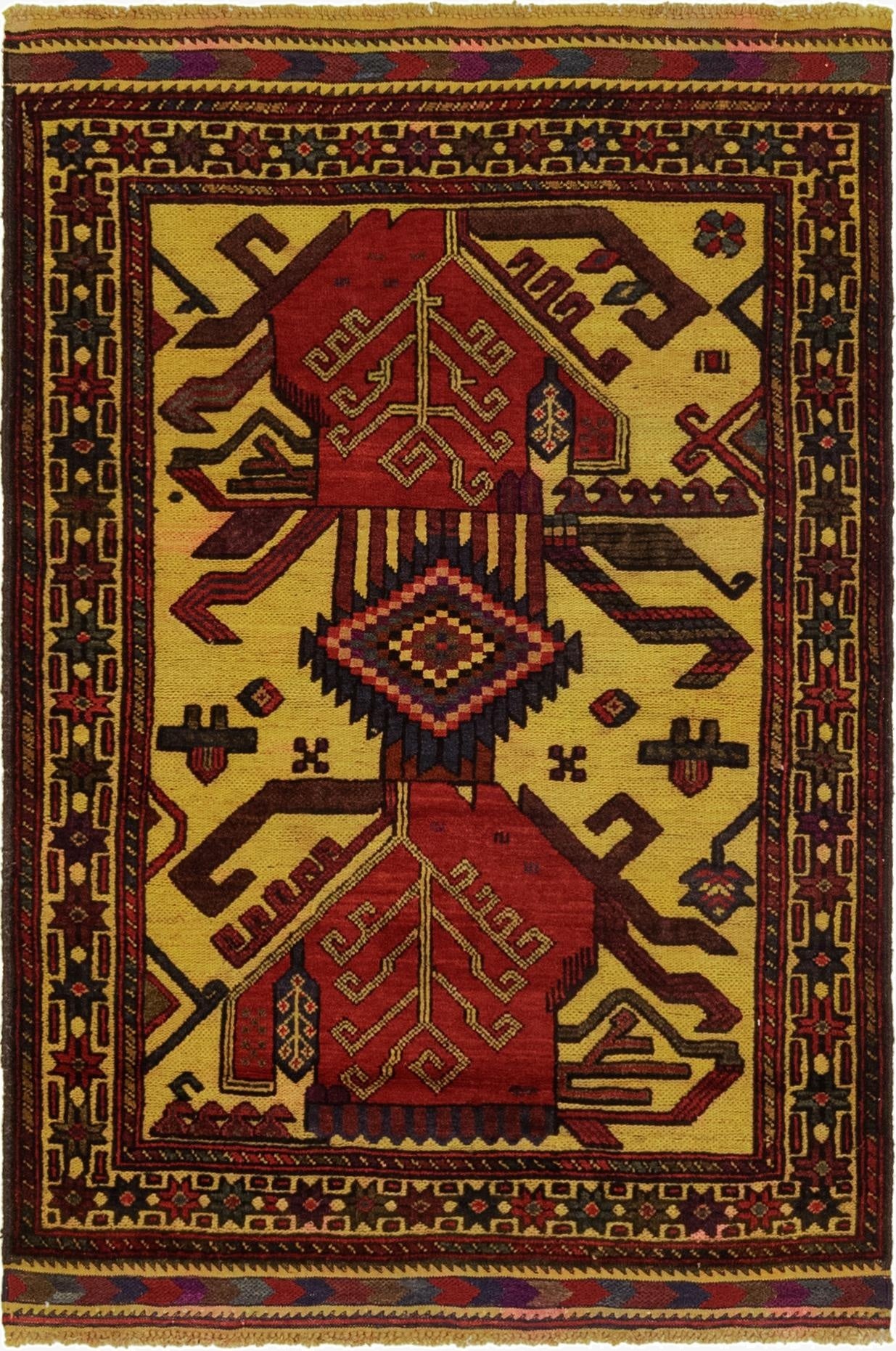 2' 10 x 4' 6  Hand Knotted Sumak Wool Rug