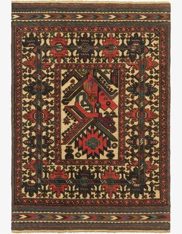 4' 2 x 6' 3 Hand Knotted Sumak Wool Rug