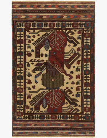 3' 10 x 6' 8 Hand Knotted Sumak Wool Rug