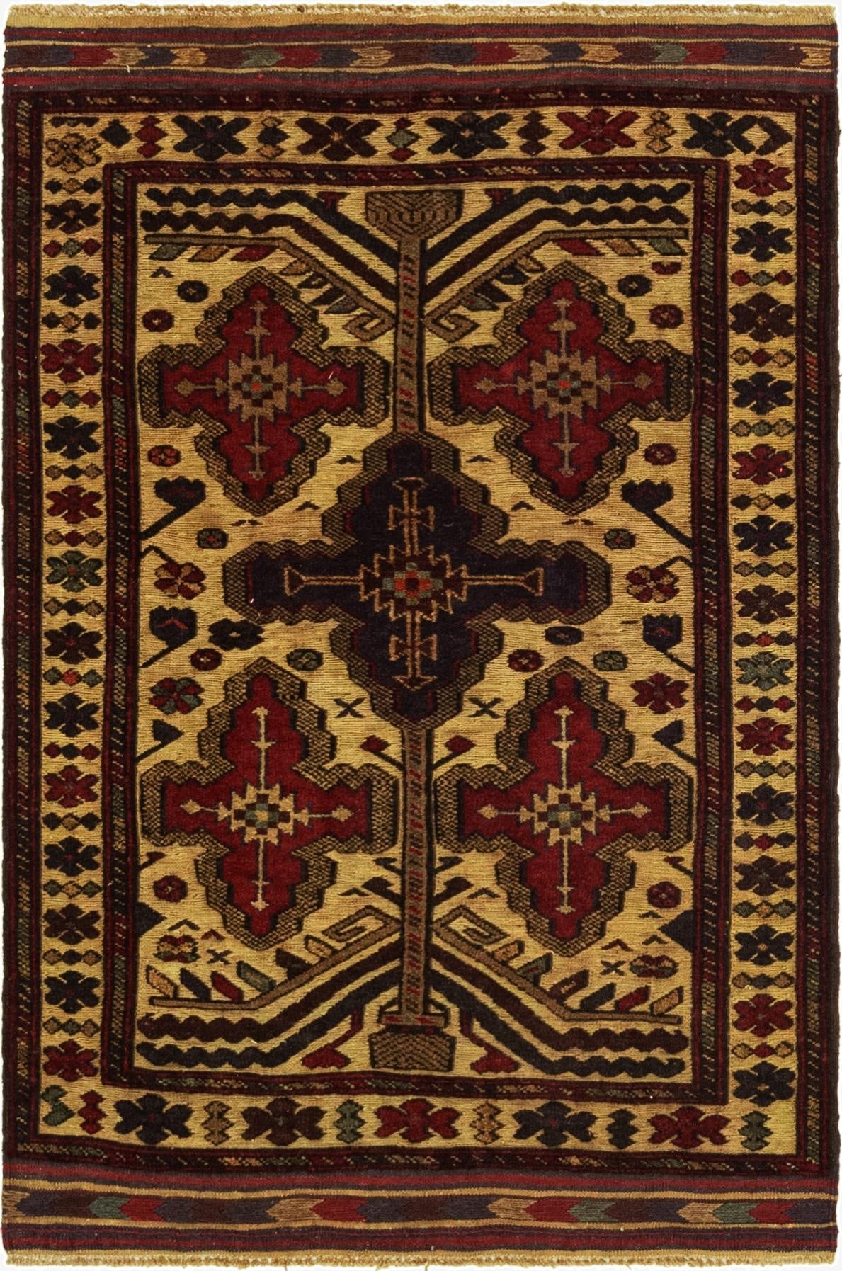 2' 8 x 4' 3  Hand Knotted Sumak Wool Rug