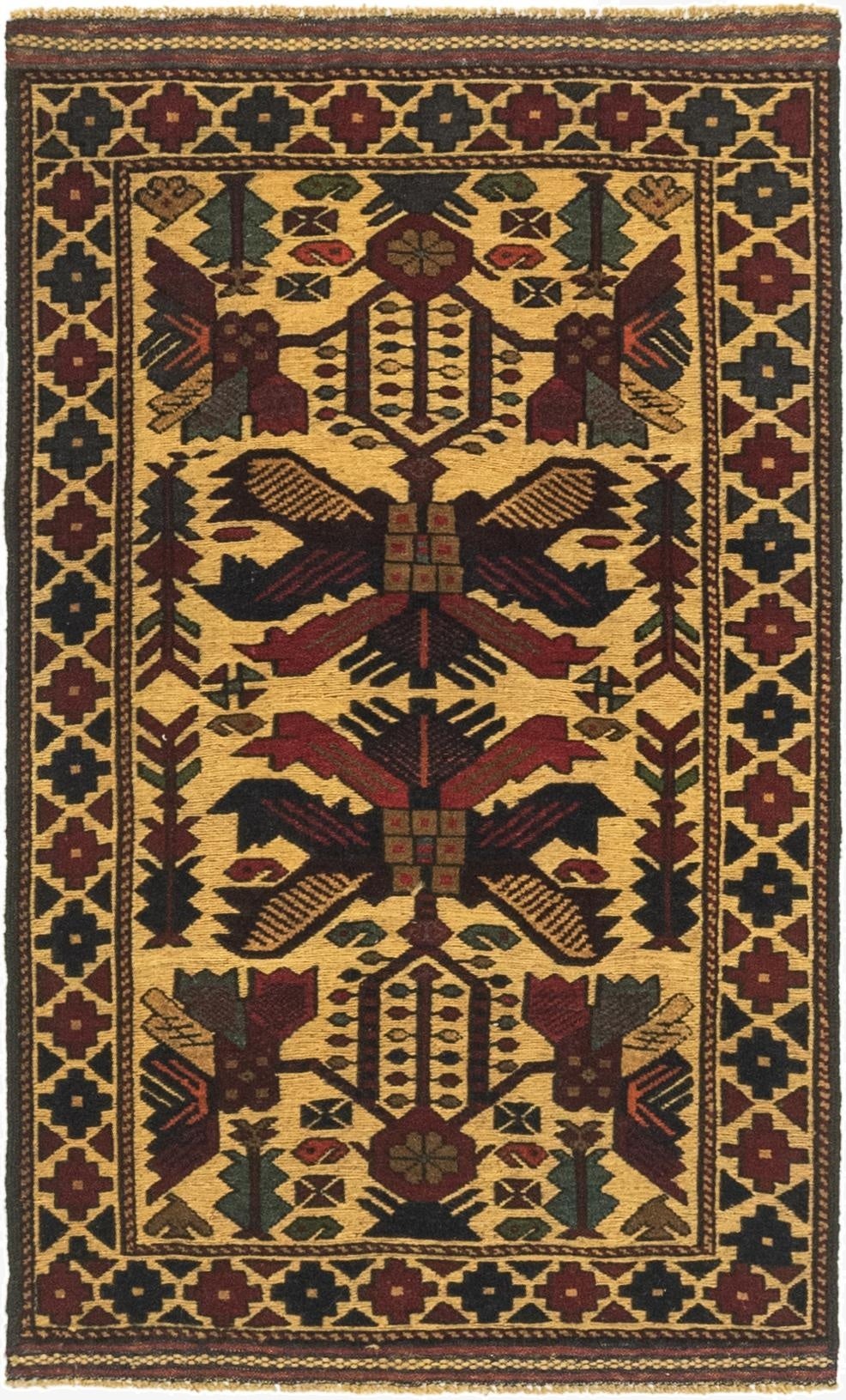 2' 9 x 4' 8  Hand Knotted Sumak Wool Rug