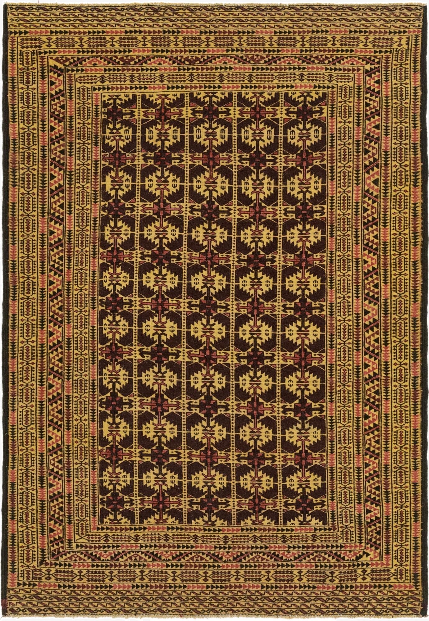 4' 3 x 6' 5  Hand Knotted Sumak Wool Rug