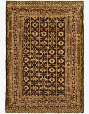 4' 3 x 6' 5 Hand Knotted Sumak Wool Rug