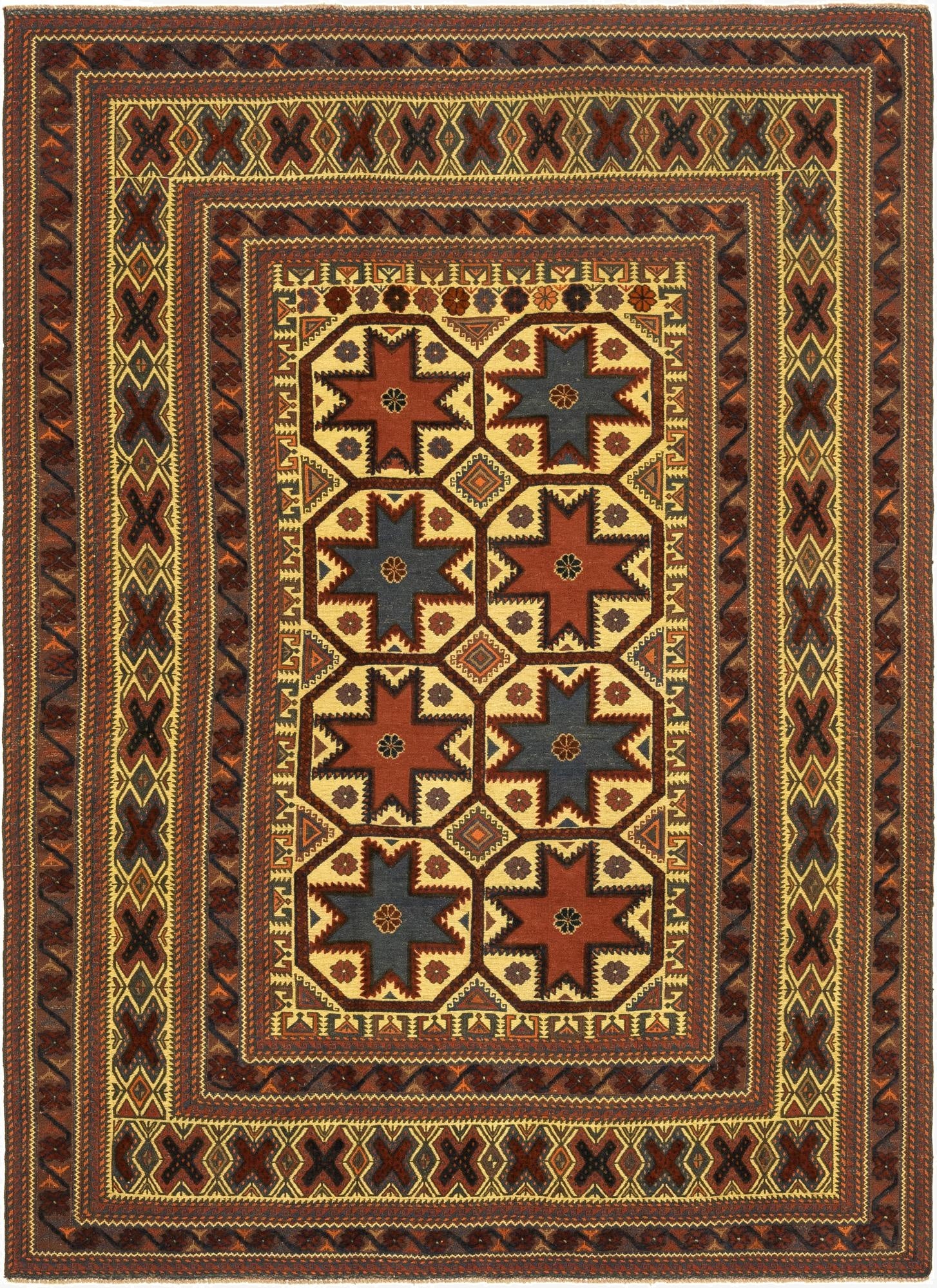 6' 4 x 8' 10  Hand Knotted Sumak Wool Rug