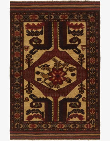 3' x 4' 7 Hand Knotted Sumak Wool Rug