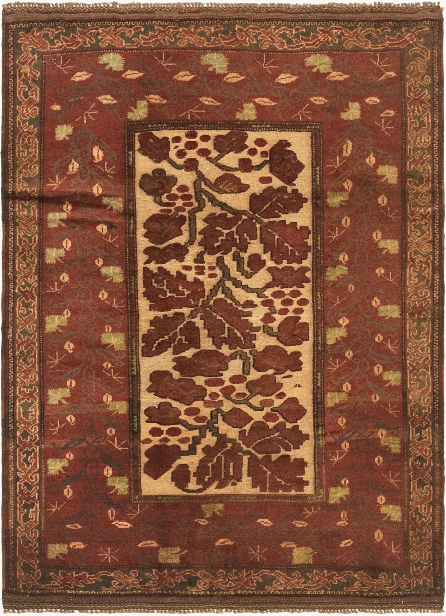 4' x 5' 9  Hand Knotted Sumak Wool Rug