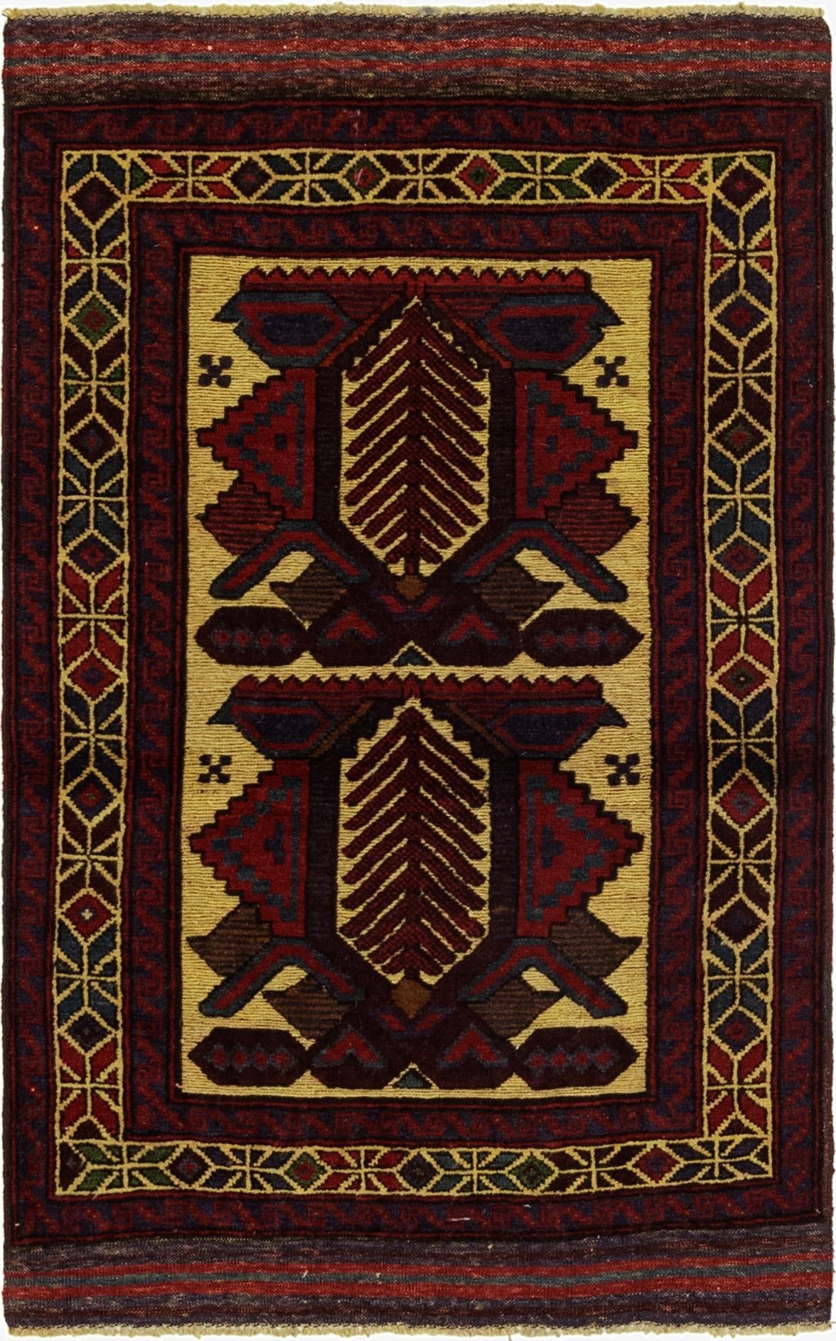 2' 7 x 4' 5  Hand Knotted Sumak Wool Rug