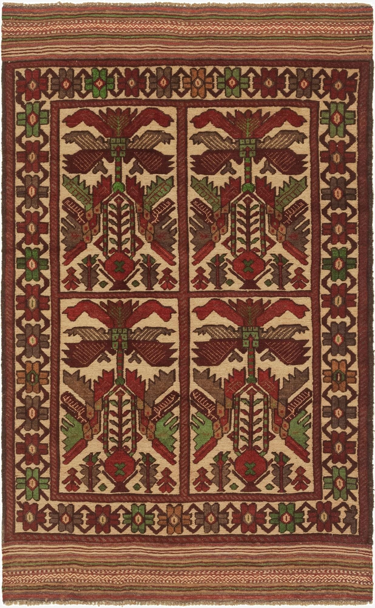 4' 2 x 6' 2  Hand Knotted Sumak Wool Rug