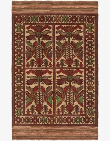 4' 2 x 6' 2 Hand Knotted Sumak Wool Rug