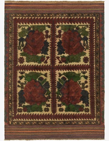 4' x 5' 9 Hand Knotted Sumak Wool Rug