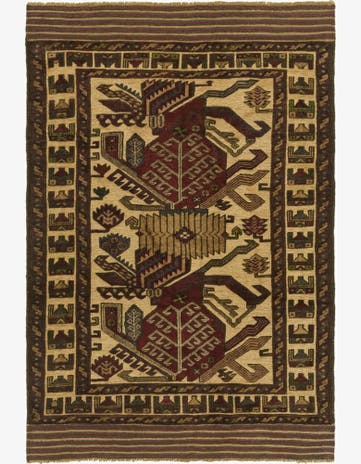 4' 1 x 6' 3 Hand Knotted Sumak Wool Rug