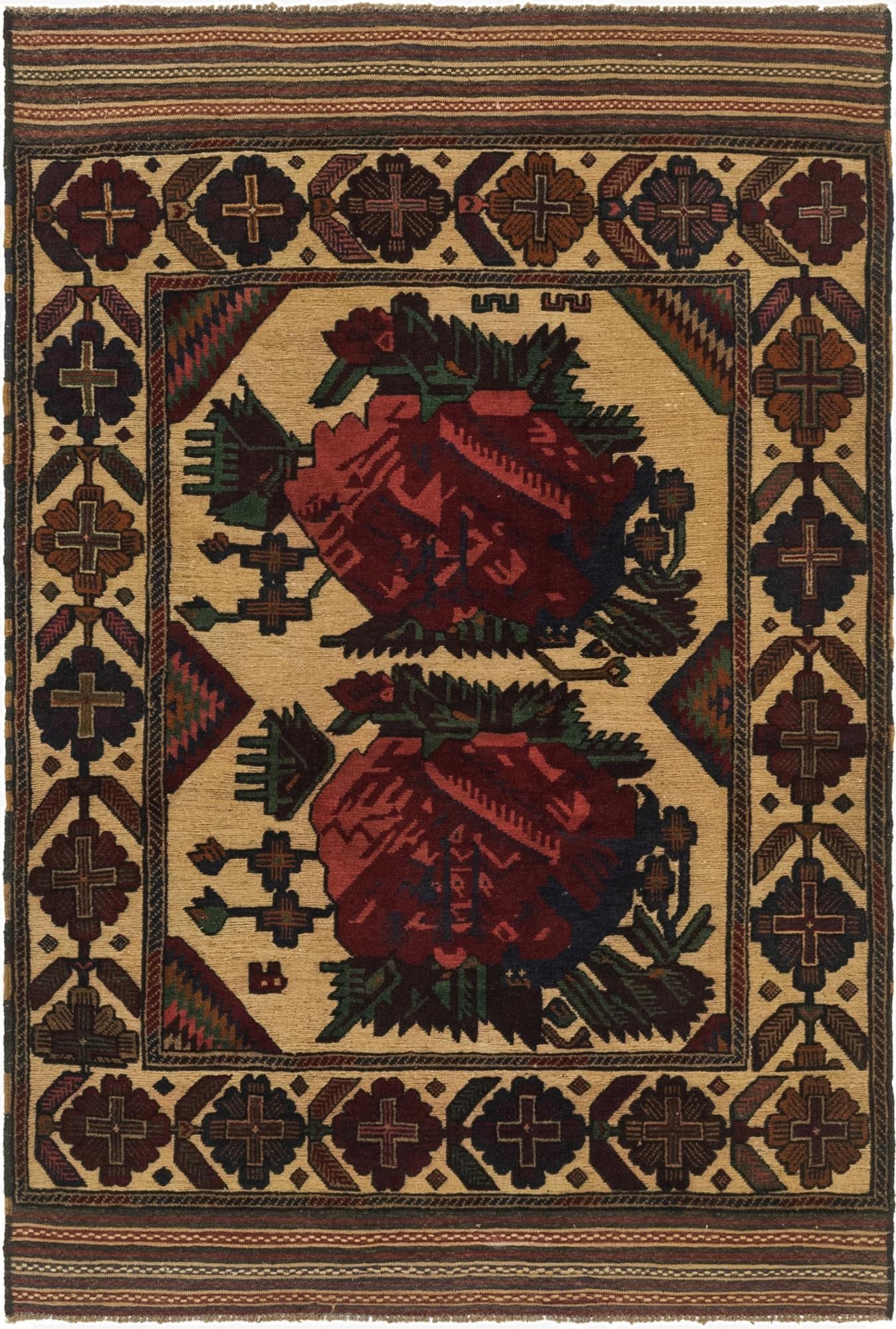 4' 6 x 6' 8  Hand Knotted Sumak Wool Rug