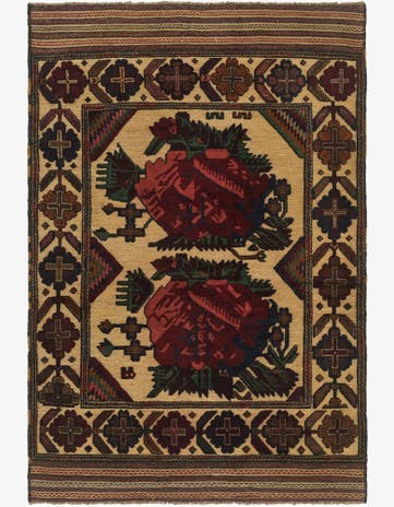 4' 6 x 6' 8 Hand Knotted Sumak Wool Rug