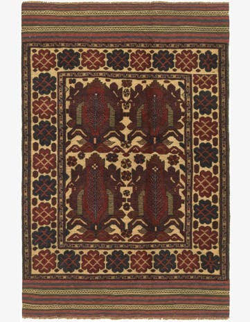 4' 2 x 6' 5 Hand Knotted Sumak Wool Rug