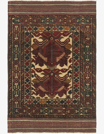 4' 2 x 6' 2 Hand Knotted Sumak Wool Rug