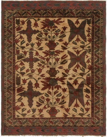 4' 5 x 6' Hand Knotted Sumak Wool Rug