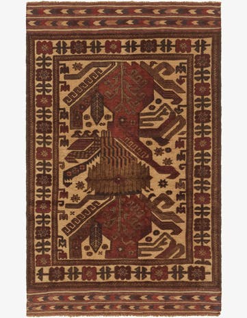 3' 9 x 6' 3 Hand Knotted Sumak Wool Rug
