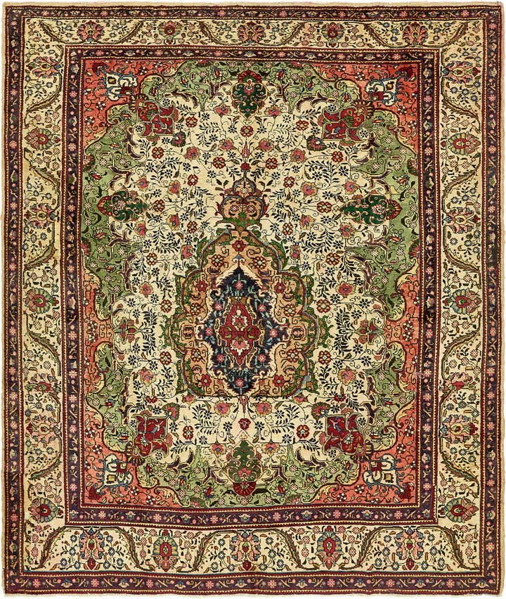8' 2 x 9' 7 Hand Knotted Tabriz Persian Wool Rug